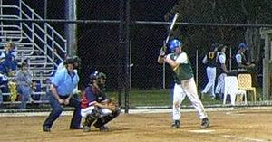 A batter awaits the pitch