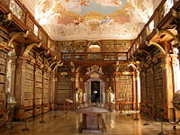 The library of the Benedictine Abbey of Melk, Austria, rehoused in the eighteenth century