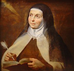 Teresa of Avila by Peter Paul Rubens. This painting is on display at the Kunsthistorisches Museum (Museum of Art History) in Vienna, Austria.