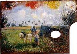 Pissarro's Palette with a Landscape, c. 1878.