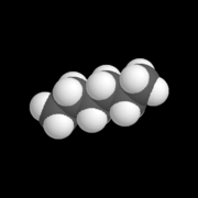A model of the alkane known as hexane.