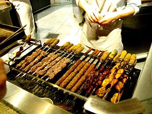 Left to right: Chenjeh Kabab, Kabab Koobideh, Jujeh Kabab.