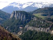 Semmering Railway with surrounding mountain scenery.