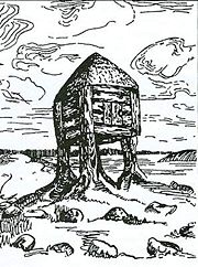 Nicholas Roerich, "Изба смерти" ("Hut of Death," sketch, 1905),  an artistic expression of burial traditions of Ancient Slavs