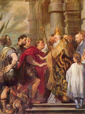 Saint Ambrose and emperor Theodosius by Sir Anthony Van Dyck (1599-1641)