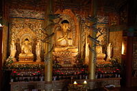 Typical interior of a Buddhist temple