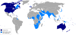 ██ Common law ██ Mixed system using common law