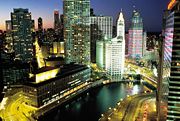 The Near North Side and Chicago River at night
