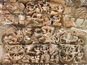 A bas-relief at Preah Khan in Cambodia depicts the Battle of Lanka between rakshasas and monkeys.