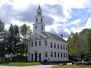 Much of the business of local government in Vermont towns takes place each March during a Town Meeting held at a meeting house, such as this one in Marlboro, Vermont.