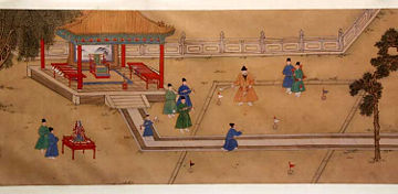Ming Emperor Xuande possibly playing golf.