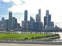 Singapore's Central Business District (CBD), where there is the fourth largest exchange center in the world. The piece of green land facing the CBD would be half the site of the future Integrated Resort.