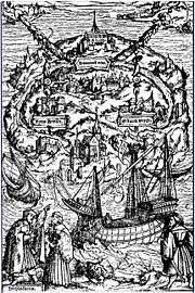 Woodcut by Ambrosius Holbein for the 1518 edition of Thomas More's Utopia