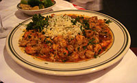 Crawfish étouffée, served at a Cajun restaurant in New Orleans.