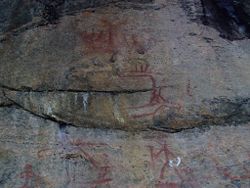Prehistoric paintings in Astuvansalmi in Ristiina, the Southern Savonia region.