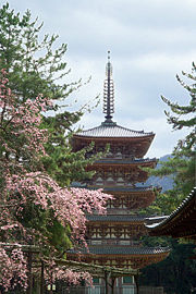 The five-story pagoda is a national treasure of Japan