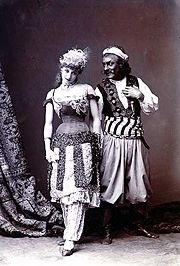 Scene from the 1880s burlesque "The Forty Thieves" by British comic playwright Robert Reece.