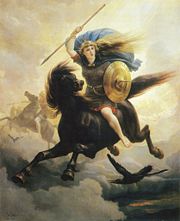 The inclination towards romantic depictions of Valkyries is evident in Valkyries by Peter Nicolai Arbo, 1869