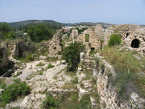 Ruins of the Palestinian village of Suba, near Jerusalem, overlooking Kibbutz Zova, which was built on the village lands