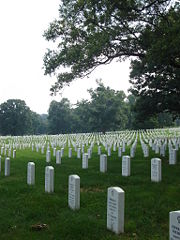 Tombstones at Arlington National Cemetery.