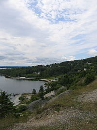 The coastline of Bras d'Or Lake at Marble Mountain, Inverness Co..