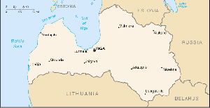 Map of Latvia showing cities