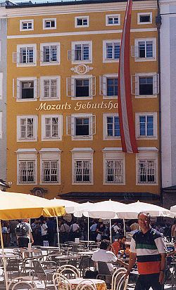 Mozart's birthplace at Getreidegasse 9, Salzburg, Austria