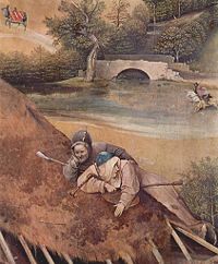A detail from a painting by Hieronymus Bosch showing two bagpipers (15th Century)