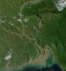 NASA satellite image of Bangladesh's physical features (click to enlarge)