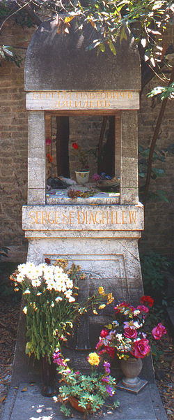 Sergej Diaghilev's gravestone June 2005 in San Michele cemetery (orthodox section) in Venice.