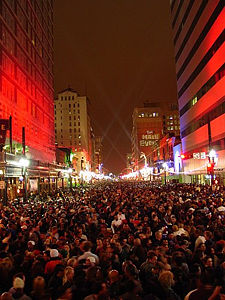 Revelers at "The Main Event" held downtown during Super Bowl XXXVIII
