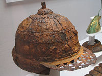Iron helmet illustrating the skill of iron-working and importance of iron from the Nakdong River valley.