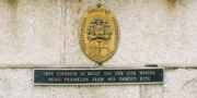 Franklin kite plaque at Saint Stephen's Church, Philadelphia