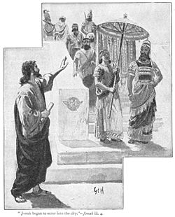 Jonah confronts the king of Nineveh.