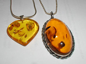 Jewelry made with the gem amber.