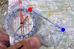 Turning the compass scale on the map (D - the local magnetic declination)