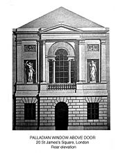 Late 18th century Palladian window in a neoclassical interpretation by Robert Adam.