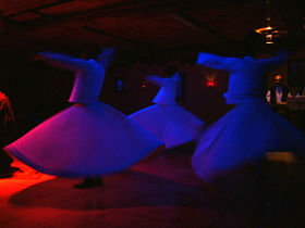 Whirling Dervishes perform near the Mevlevi Museum in Konya, Turkey.