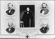 Drawing of the five founders of the International Committee.