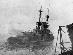 British ship Irresistible sinks on March 18, 1915.