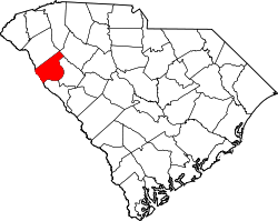 Map of South Carolina highlighting Abbeville County, SC
