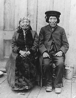 Duwamish man & woman, Old Tom & Madeline, Portage Bay, Seattle, c 1904
