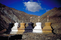 Row of Chorten (or Stupa) at the village of Purne.