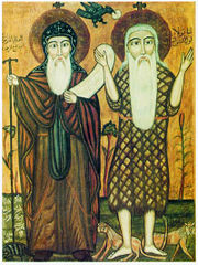 Coptic icon of Saints Anthony and Paul