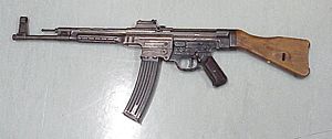 The German Sturmgewehr 44, the first assault rifle, developed during World War II.