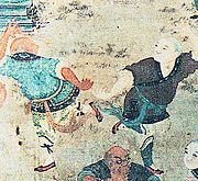 A painting on a wall in the temple.