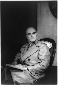 Thornton Wilder as Mr. Antrobus in The Skin of Our Teeth, photographed by Carl Van Vechten, August 18, 1948.