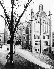 The Gothic Revival Law School building on the Madison Avenue campus