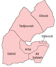 Map of the regions of Djibouti.