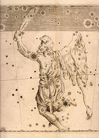 An engraving of Orion from Johann Bayer's Uranometria, 1603 (U.S. Naval Observatory Library)